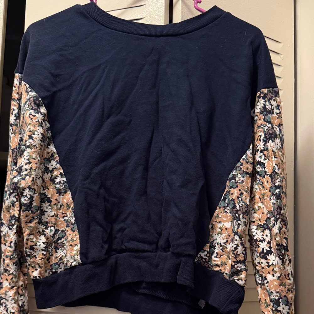 Navy Floral Sleeve Sweatshirt